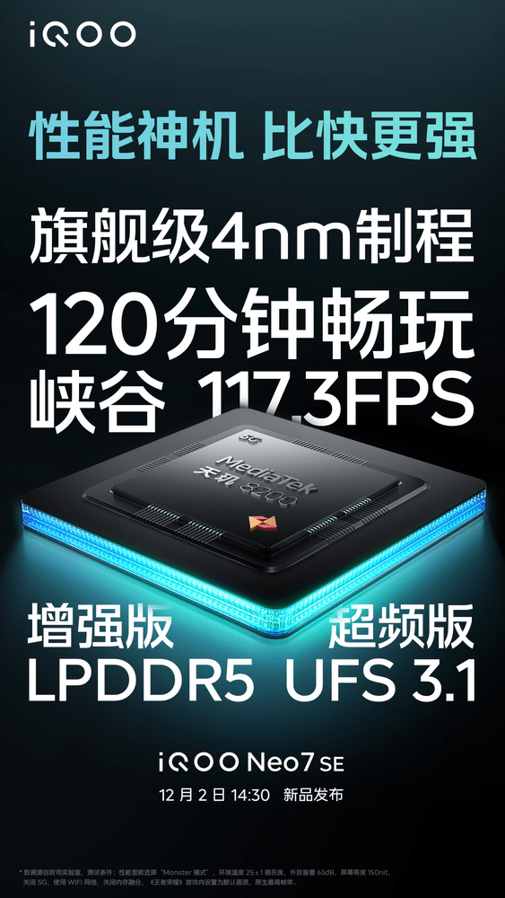 王者荣耀华为手机版
:iQOO Neo7 SE将配备强悍性能铁三角 首发天玑8200